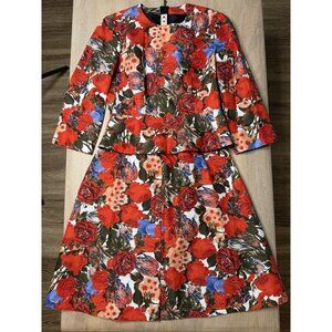MARNI Retro Floral Skirt Suit Red *ALTERED* Size 38 or US 2